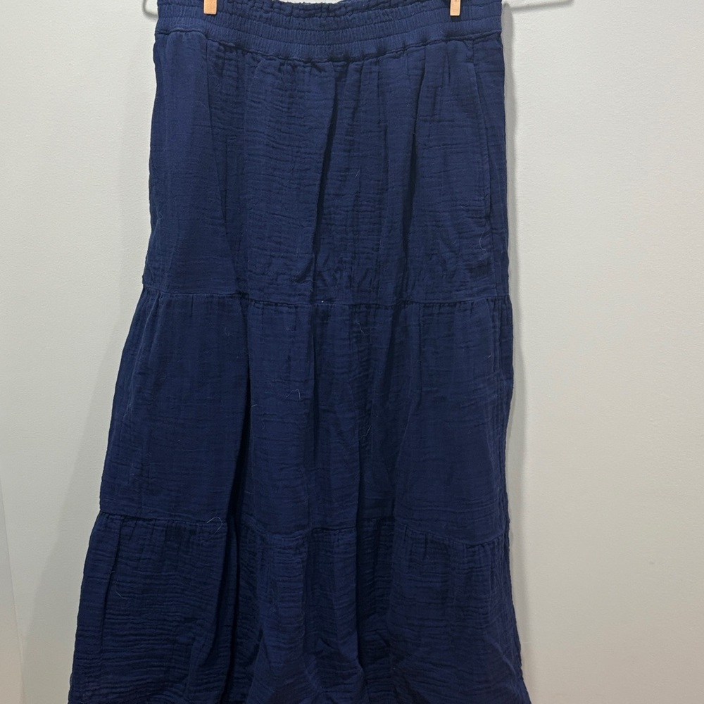 Women's Navy Tiered Maxi Skirt